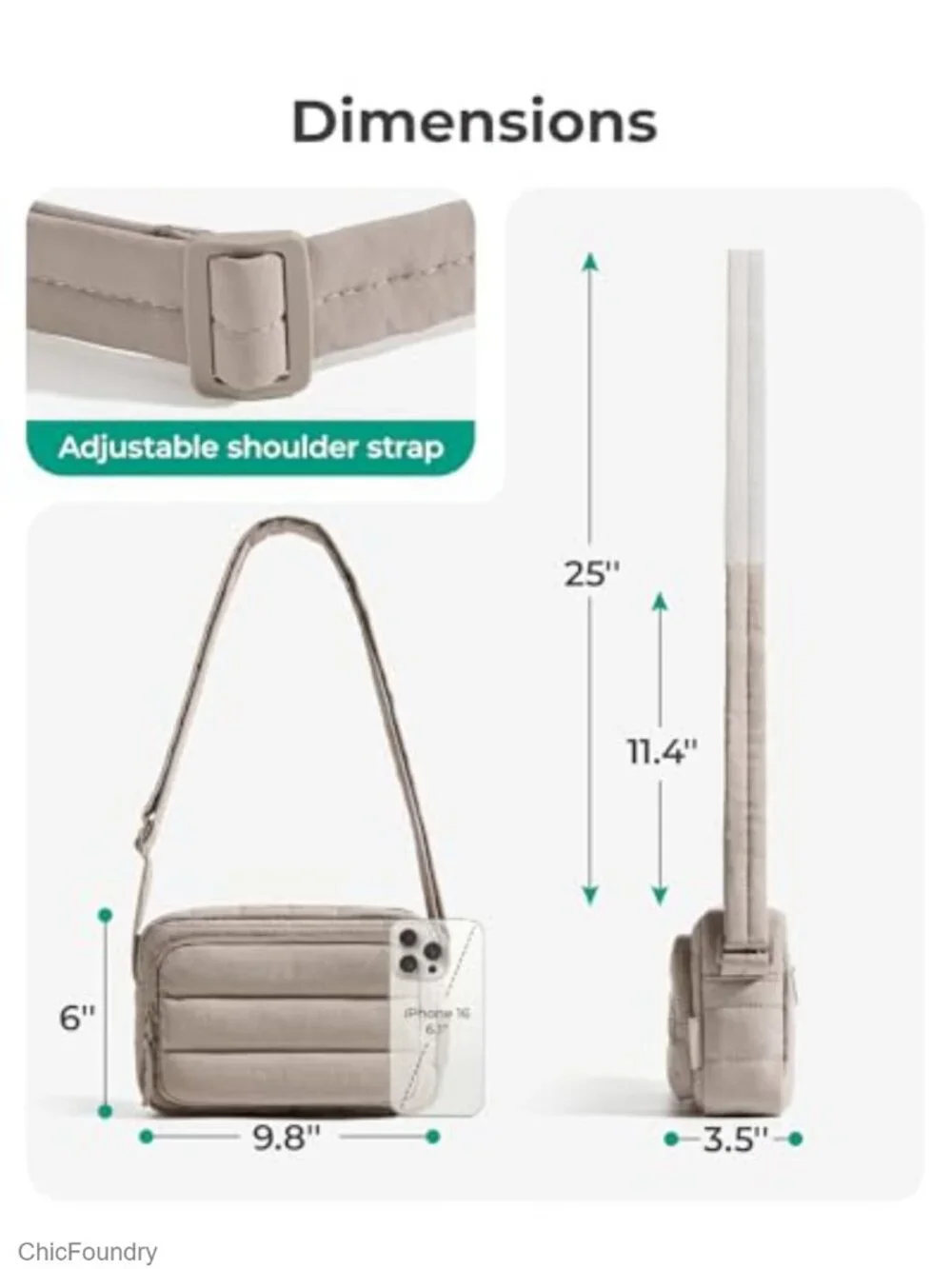 Puffer Crossbody Bag with RFID Blocking Slots, Lightweight Travel Purse